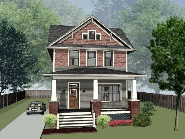 Craftsman house plans 16-266 - front exterior, 2,173 sq ft, 3 bed, 2 bath house plans | Monster House Plans