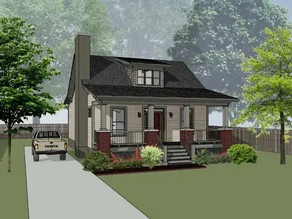 Bungalow house plans 16-293 - front exterior, 1,394 sq ft, 3 bed, 2 bath house plans | Monster House Plans