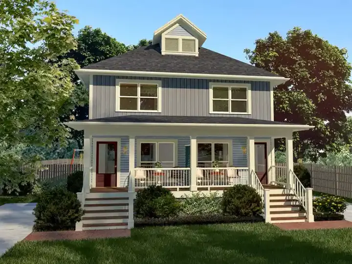 Country house plans 16-305 - front exterior, 1,736 sq ft, 4 bed, 2 bath house plans | Monster House Plans