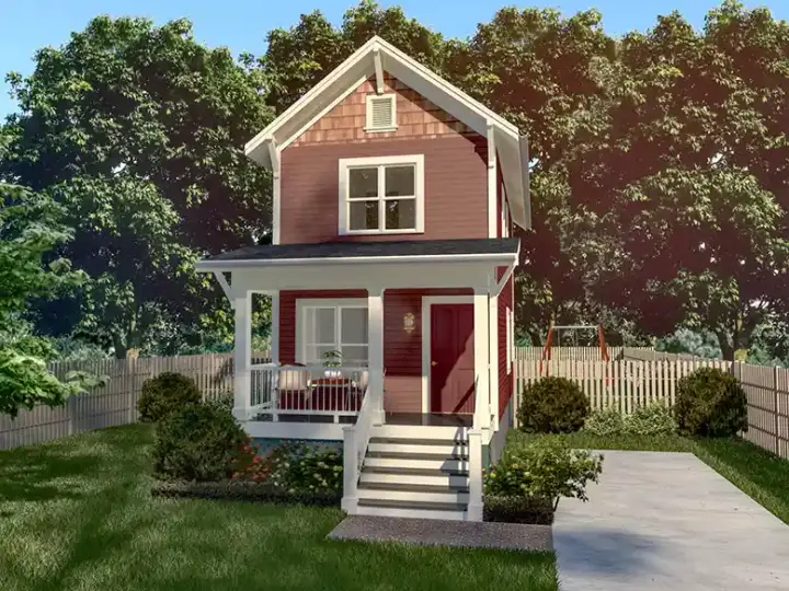 Craftsman house plans 16-307 - front exterior, 868 sq ft, 2 bed, 1 bath house plans | Monster House Plans