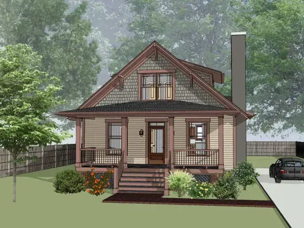 Craftsman house plans 16-313 - front exterior, 1,286 sq ft, 3 bed, 2 bath house plans | Monster House Plans