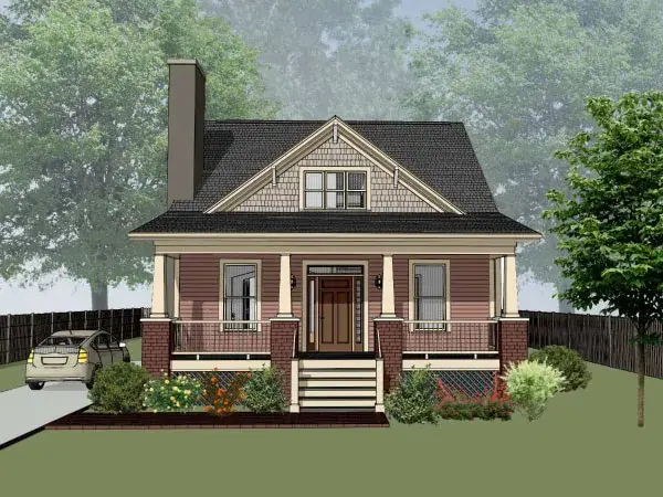 Craftsman house plans 16-316 - front exterior, 1,495 sq ft, 4 bed, 2 bath house plans | Monster House Plans