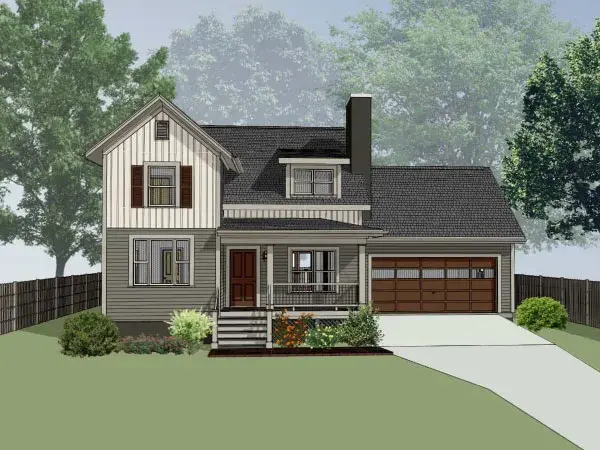 Modern Farmhouse house plans 16-317 - front exterior, 1,443 sq ft, 4 bed, 2 bath house plans | Monster House Plans