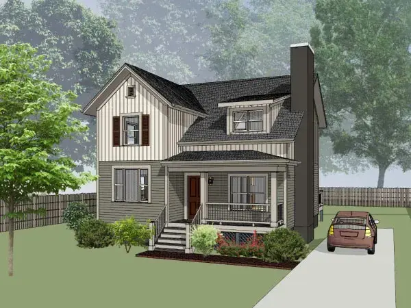 Modern Farmhouse house plans 16-319 - front exterior, 1,443 sq ft, 4 bed, 2 bath house plans | Monster House Plans