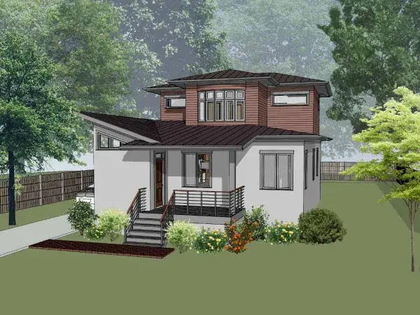 Modern house plans 16-327 - front exterior, 1,686 sq ft, 3 bed, 2 bath house plans | Monster House Plans