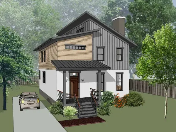 Contemporary house plans 16-335 - front exterior, 2,007 sq ft, 3 bed, 2 bath house plans | Monster House Plans