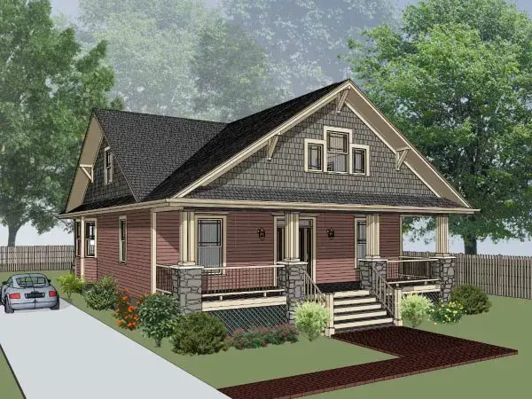 Bungalow house plans 16-336 - front exterior, 2,174 sq ft, 4 bed, 2 bath house plans | Monster House Plans