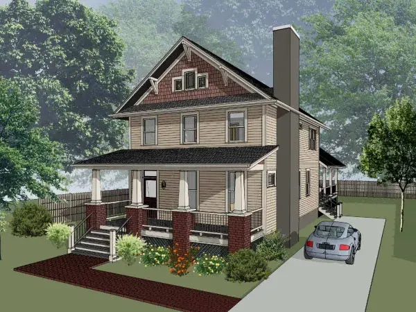 Craftsman house plans 16-337 - front exterior, 2,163 sq ft, 4 bed, 3 bath house plans | Monster House Plans