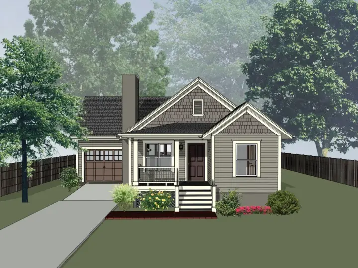 Country house plans 16-339 - front exterior, 1,184 sq ft, 4 bed, 2 bath house plans | Monster House Plans