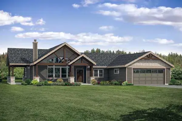 Craftsman house plans 17-1007 - front exterior, 1,990 sq ft, 3 bed, 2 bath house plans | Monster House Plans