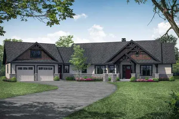 Craftsman house plans 17-1012 - front exterior, 2,652 sq ft, 3 bed, 2 bath house plans | Monster House Plans