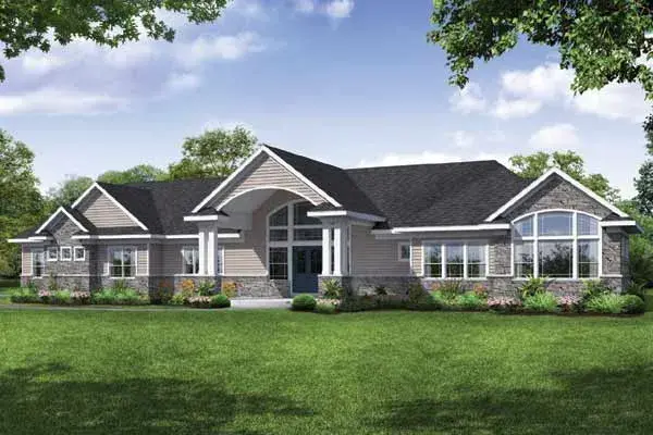 Traditional house plans 17-1014 - front exterior, 3,495 sq ft, 3 bed, 2 bath house plans | Monster House Plans