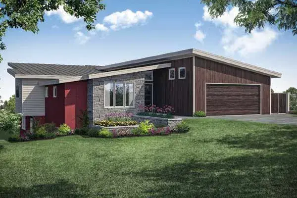 Modern house plans 17-1015 - front exterior, 3,957 sq ft, 4 bed, 4 bath house plans | Monster House Plans