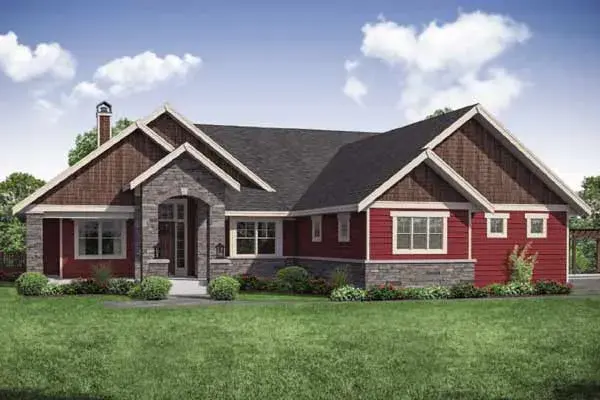 Craftsman house plans 17-1016 - front exterior, 3,848 sq ft, 3 bed, 2 bath house plans | Monster House Plans
