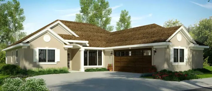 Mediterranean house plans 17-1020 - front exterior, 1,839 sq ft, 3 bed, 2 bath house plans | Monster House Plans