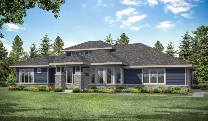 Prairie house plans 17-1023 - front exterior, 2,350 sq ft, 2 bed, 2 bath house plans | Monster House Plans