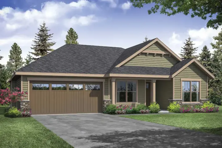 Traditional house plans 17-1026 - front exterior, 1,610 sq ft, 3 bed, 2 bath house plans | Monster House Plans