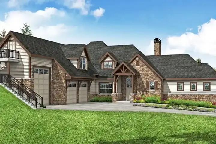European house plans 17-1035 - front exterior, 3,505 sq ft, 4 bed, 5 bath house plans | Monster House Plans