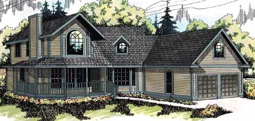 Country house plans 17-104 - front exterior, 2,325 sq ft, 3 bed, 2 bath house plans | Monster House Plans
