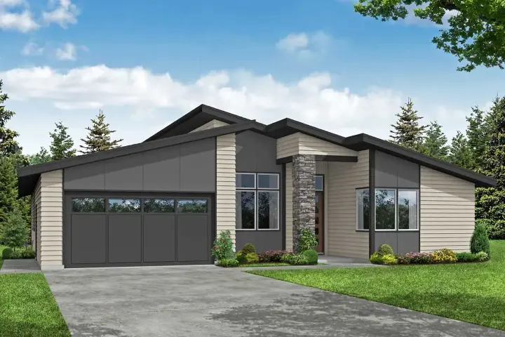 Contemporary house plans 17-1051 - front exterior, 2,112 sq ft, 3 bed, 2 bath house plans | Monster House Plans