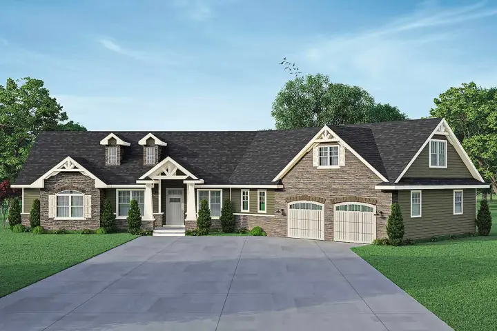 Country house plans 17-1064 - front exterior, 2,511 sq ft, 3 bed, 2 bath house plans | Monster House Plans