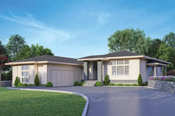 Contemporary house plans 17-1066 - front exterior, 2,321 sq ft, 3 bed, 2 bath house plans | Monster House Plans