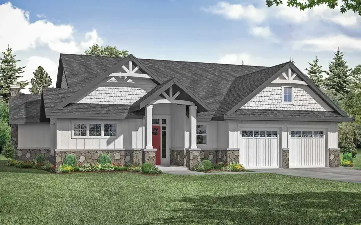 Craftsman house plans 17-1068 - front exterior, 2,426 sq ft, 2 bed, 2 bath house plans | Monster House Plans