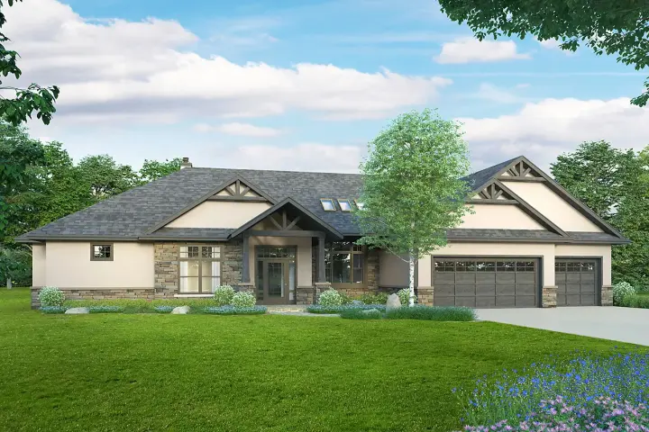 Craftsman house plans 17-1071 - front exterior, 2,880 sq ft, 3 bed, 2 bath house plans | Monster House Plans
