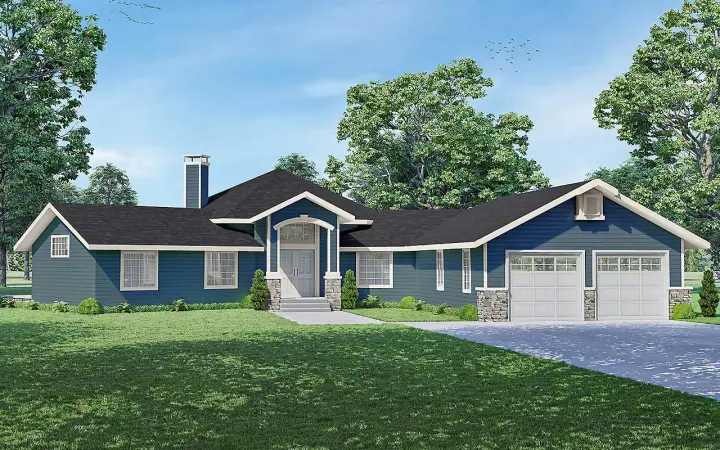 Traditional house plans 17-1081 - front exterior, 2,236 sq ft, 2 bed, 2 bath house plans | Monster House Plans