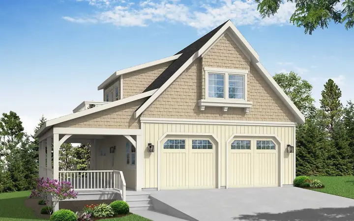 Craftsman house plans 17-1083 - front exterior, 820 sq ft, 2 bed, 1 bath house plans | Monster House Plans