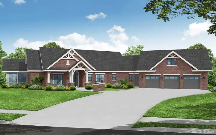 Ranch house plans 17-1086 - front exterior, 2,504 sq ft, 3 bed, 2 bath house plans | Monster House Plans