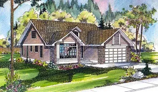 Traditional house plans 17-109 - front exterior, 2,092 sq ft, 3 bed, 2 bath house plans | Monster House Plans