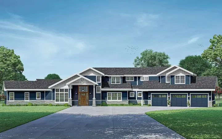 Craftsman house plans 17-1095 - front exterior, 4,578 sq ft, 4 bed, 4 bath house plans | Monster House Plans