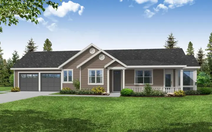 Traditional house plans 17-1104 - front exterior, 1,258 sq ft, 2 bed, 2 bath house plans | Monster House Plans