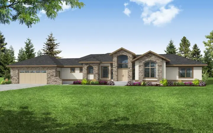 Mediterranean house plans 17-1105 - front exterior, 2,553 sq ft, 3 bed, 2 bath house plans | Monster House Plans