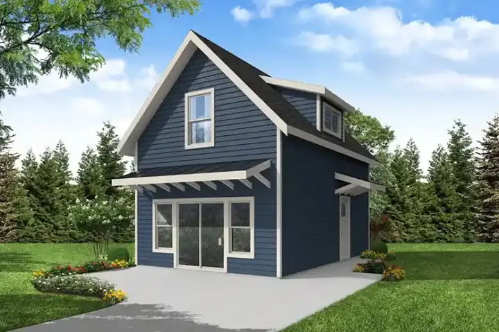 Accessory Dwelling Unit house plans 17-1112 - front exterior, 795 sq ft, 2 bed, 2 bath house plans | Monster House Plans