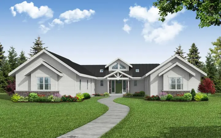 Country house plans 17-1114 - front exterior, 2,383 sq ft, 2 bed, 2 bath house plans | Monster House Plans