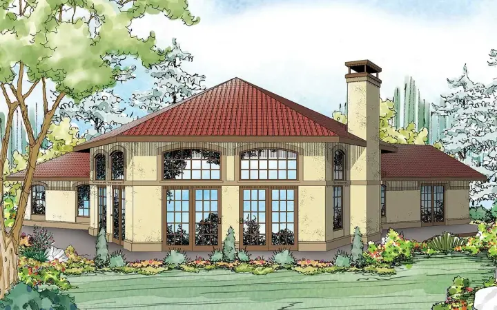 Mediterranean house plans 17-1116 - front exterior, 2,265 sq ft, 3 bed, 2 bath house plans | Monster House Plans
