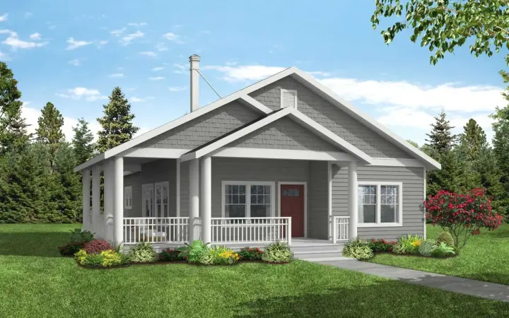 Craftsman house plans 17-1117 - front exterior, 1,395 sq ft, 3 bed, 2 bath house plans | Monster House Plans