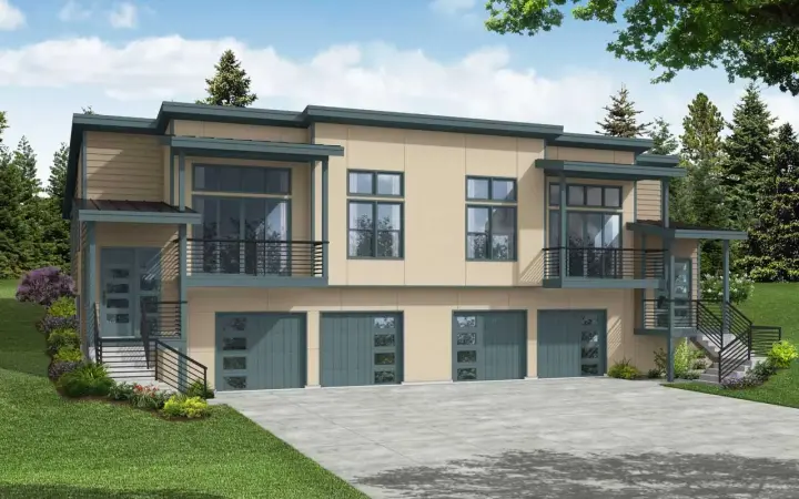 Contemporary house plans 17-1119 - front exterior, 3,054 sq ft, 6 bed, 4 bath house plans | Monster House Plans