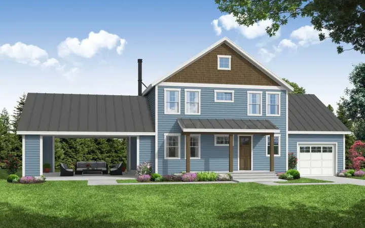 Country house plans 17-1123 - front exterior, 1,468 sq ft, 3 bed, 2 bath house plans | Monster House Plans
