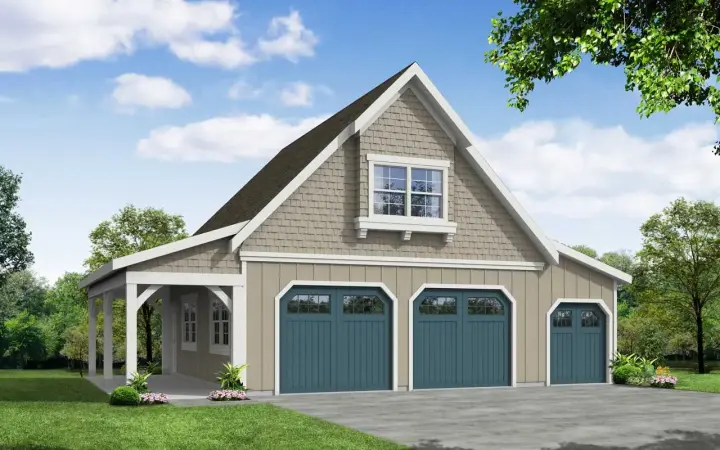 Craftsman house plans 17-1127 - front exterior, 494 sq ft, 0 bed, 0 bath house plans | Monster House Plans
