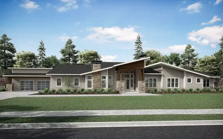 Modern house plans 17-1137 - front exterior, 4,606 sq ft, 3 bed, 3 bath house plans | Monster House Plans