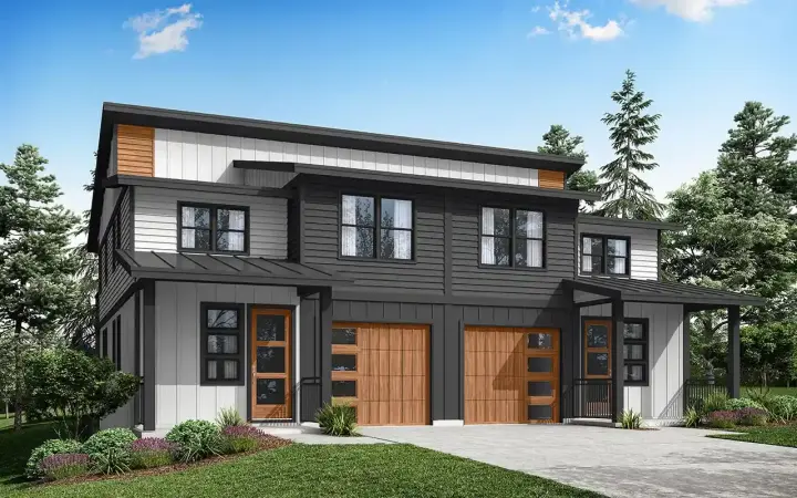 Modern house plans 17-1158 - front exterior, 3,566 sq ft, 6 bed, 4 bath house plans | Monster House Plans