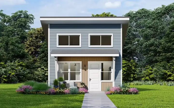 Accessory Dwelling Unit house plans 17-1159 - front exterior, 560 sq ft, 1 bed, 1 bath house plans | Monster House Plans