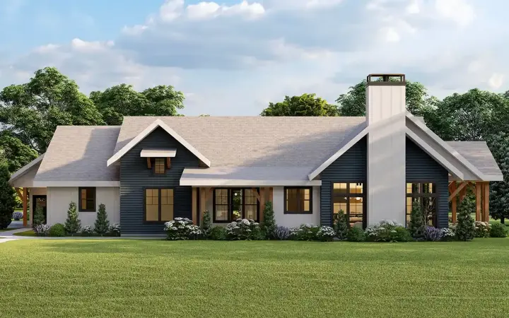Ranch house plans 17-1161 - front exterior, 2,808 sq ft, 2 bed, 3 bath house plans | Monster House Plans