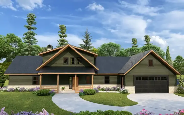 Craftsman house plans 17-1165 - front exterior, 1,992 sq ft, 3 bed, 2 bath house plans | Monster House Plans