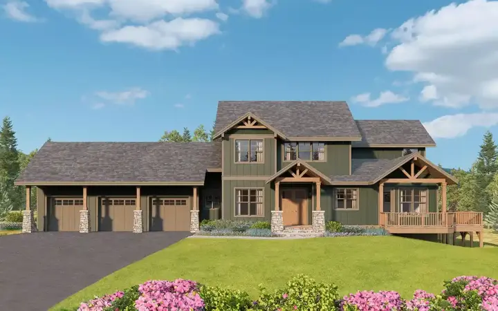 Craftsman house plans 17-1175 - front exterior, 3,031 sq ft, 3 bed, 3 bath house plans | Monster House Plans