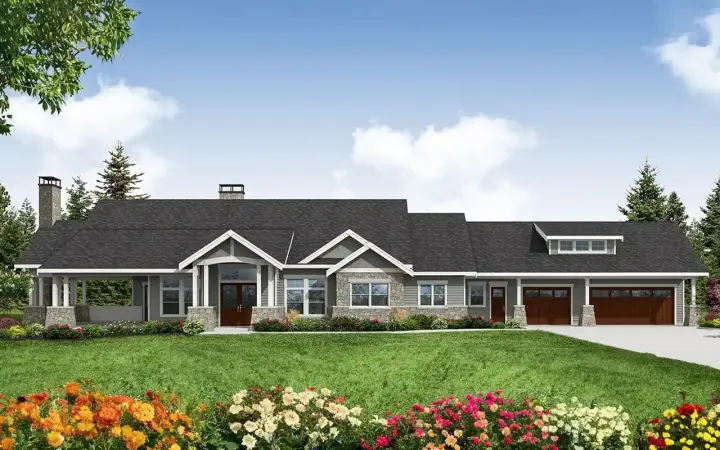 Ranch house plans 17-1176 - front exterior, 3,045 sq ft, 3 bed, 2 bath house plans | Monster House Plans
