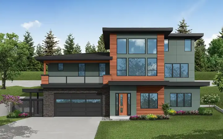 Modern house plans 17-1184 - front exterior, 2,720 sq ft, 5 bed, 4 bath house plans | Monster House Plans